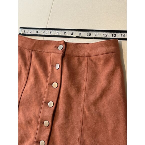 Forever 21 Skirt Womens Sz 25 0 XS Mini Faux Suede Pink Button Down Fall Casual - Picture 12 of 13